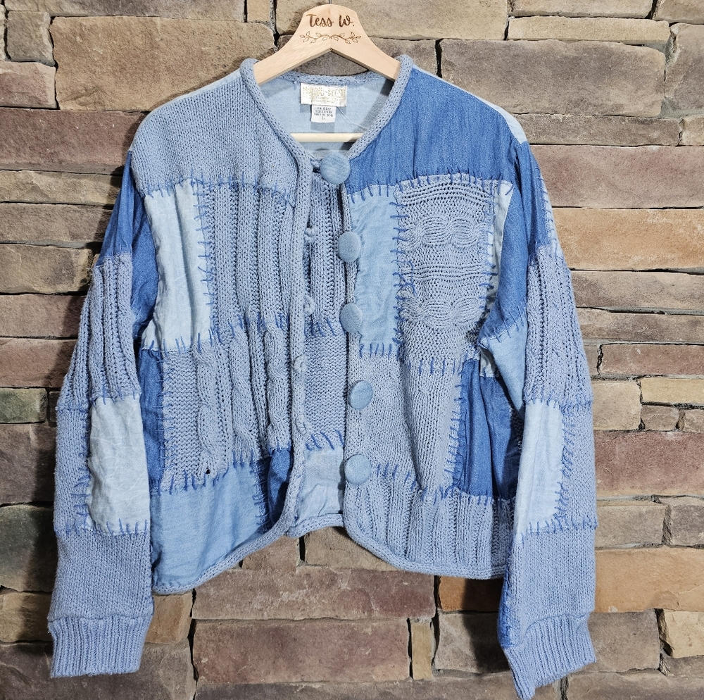 Marshall Rousso Vintage Patchwork Blue Chambray K… - image 2
